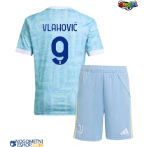 Otroški Nogometni dresi Juventus Dusan Vlahovic #9 Gostujoči 2025-26 Kratek Rokav (+ Kratke hlače)